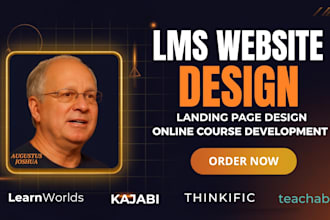 setup and design your lms website on learnworlds, kajabi, thinkific or teachable