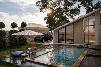 create 3d exterior green roof, interior design, chalet houses, skyline buildings