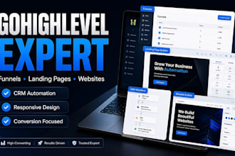 create gohighlevel funnel, landing page, go high level website design, ghl