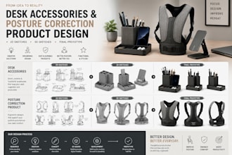 design desk accessories, posture correction product design for manufacturing