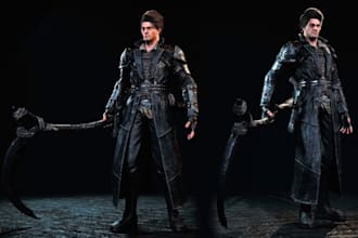 model realistic modular character for game, outfit rig,uv map, real time texture