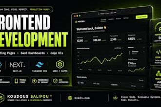 build landing page, saas dashboard, web3 dapp