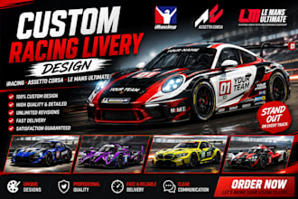 design your car livery wrap on iracing, lemans ultimate, and assetto corsa