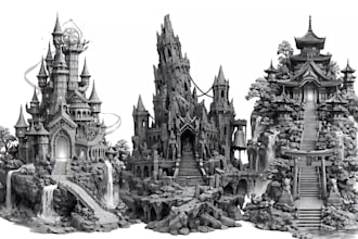 create fantasy castle environment, dnd medieval castle miniature,modular terrain
