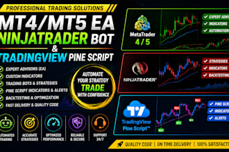 develop metatrader ea, ninjatrader bot, tradingview pine script
