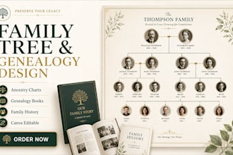 design a stunning family tree, ancestry chart, or genealogy book in canva