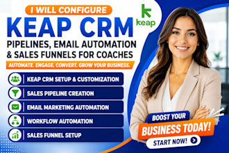 configure keap crm pipeline email automation coaches email marketing sale funnel