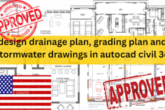 design grading and drainage plans for stormwater and permit approval in autocad