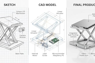 design smart automated laptop stand product with pcb layout