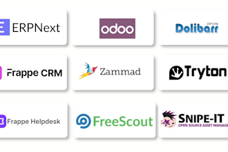 install erpnext, odoo, dolibarr, frappe CRM and helpdesk, tryton etc