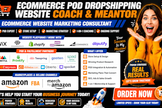 ecommerce pod droshipping website mentor wix coach 1 on 1 marketing consulting
