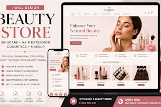 design beauty shopify store skincare hair extension cosmetics and makeup website