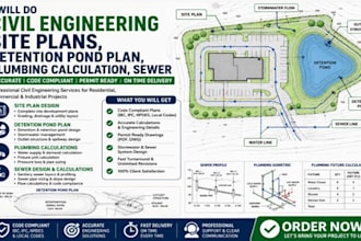 do civil engineering site plans, detention pond plan plumbing calculation sewer