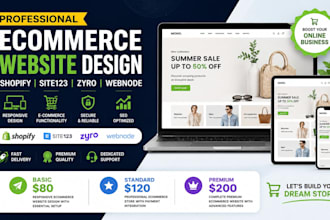 build responsive shopify site123 zyro webnode ecommerce website design