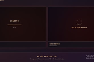 professional game menu, loading screen design, for indie games