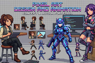 make pixel art characters 8bits for your game project and animation