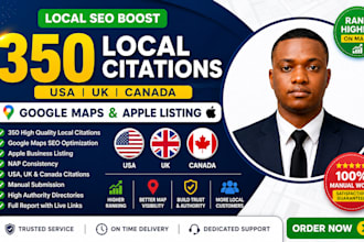 do 350 USA uk ca local citations google maps business seo ranking apple listing