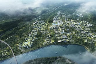 design 3d aerial masterplan city planning urban planning render site plan layout