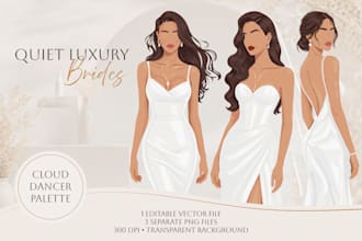 design elegant bridal illustrations for wedding stationery