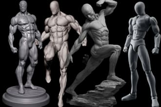 sculpt 3d articulated models flexi toys bjd doll anime action figure 3d printing