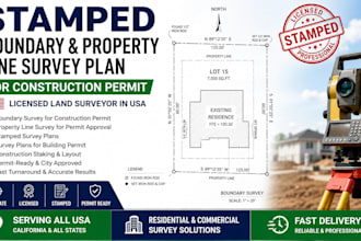 stamp US boundary property line survey plan for construction permit