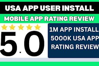 mobile app USA ios android app install, playstore applestore ranking, app review