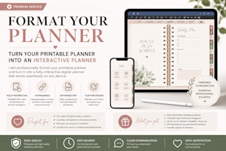 format your planner, turn your printable planner to  digital interactive planner