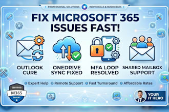fix microsoft 365 outlook, onedrive sync, mfa, and shared mailbox issues