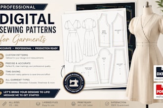 create professional digital sewing patterns for garments in dxf and PDF