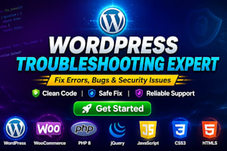 fix critical wordpress errors, white screen, database issues in 1 hour