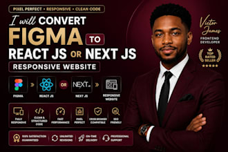convert figma to react js or next js responsive website HTML CSS frontend bugs