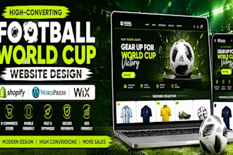 build world cup landing page design on wix or wordpress football sport website