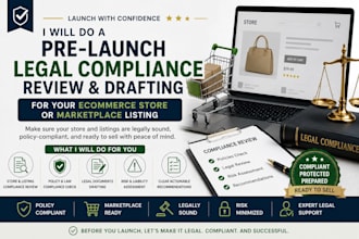 do pre launch legal compliance draft or review for ecommerce store marketplace