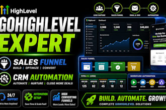 build gohighlevel sales funnel landing page and CRM automation