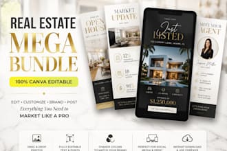design editable canva real estate instagram posts and marketing templates