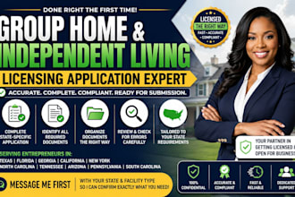 complete group home, independent living facility licensing application tx, fl ca