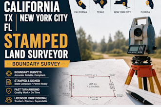 california tx new york city fl stamp land surveyor, boundary survey