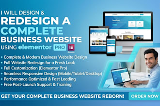 redesign or build wordpress website with elementor