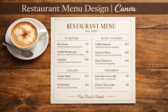 design food flyer editable menu for restaurant food business