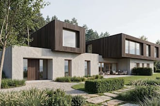 visualize private villa house,renovate interior decor, facade photorealistic cgi