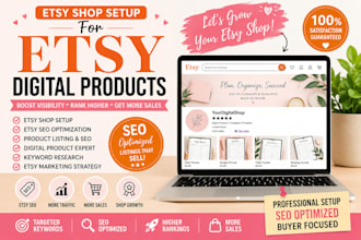 setup etsy shop, etsy seo, etsy digital product, digital planner, esty listing