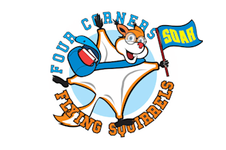 design cartoon four corners flying squirrels logo