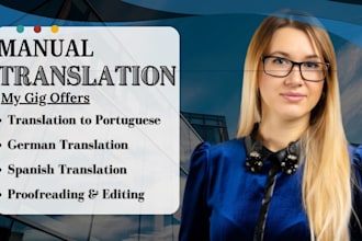 translate and proofread german or spanish to english, translation to portuguese