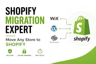 migrate wix, dora, oberlo squarespace, ecwid or bigcommerce website to shopify