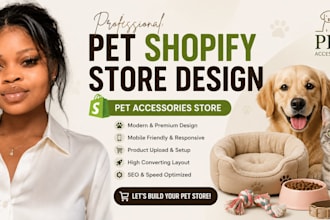 design pet shopify website dog cat summer  dropshipping store redesign seo