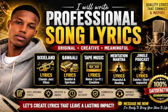 write dixieland, qawaali, tape music, meditation mantra and jingle podcast lyric