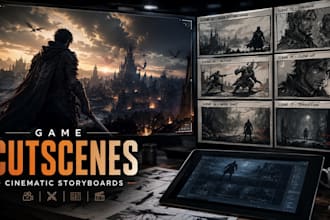create game cinematic storyboard sequences and cutscenes