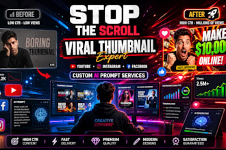 design eye catching youtube, instagram, facebook thumbnails  ai prompts
