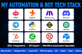 build discord bot, telegram bot, python bot, n8n zapier automation