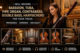record bassoon tuba pipe organ double bass harpsichord for your track